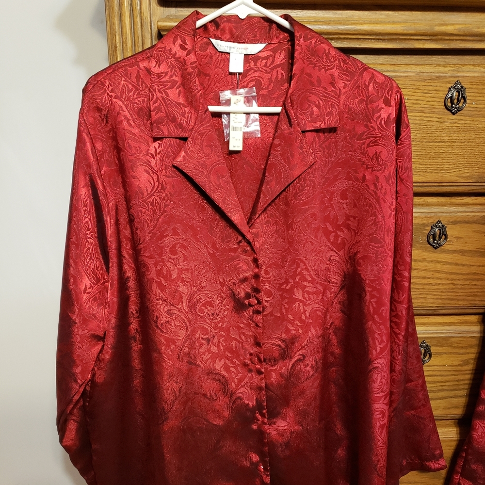 Cacique Red Satin Pajama Set